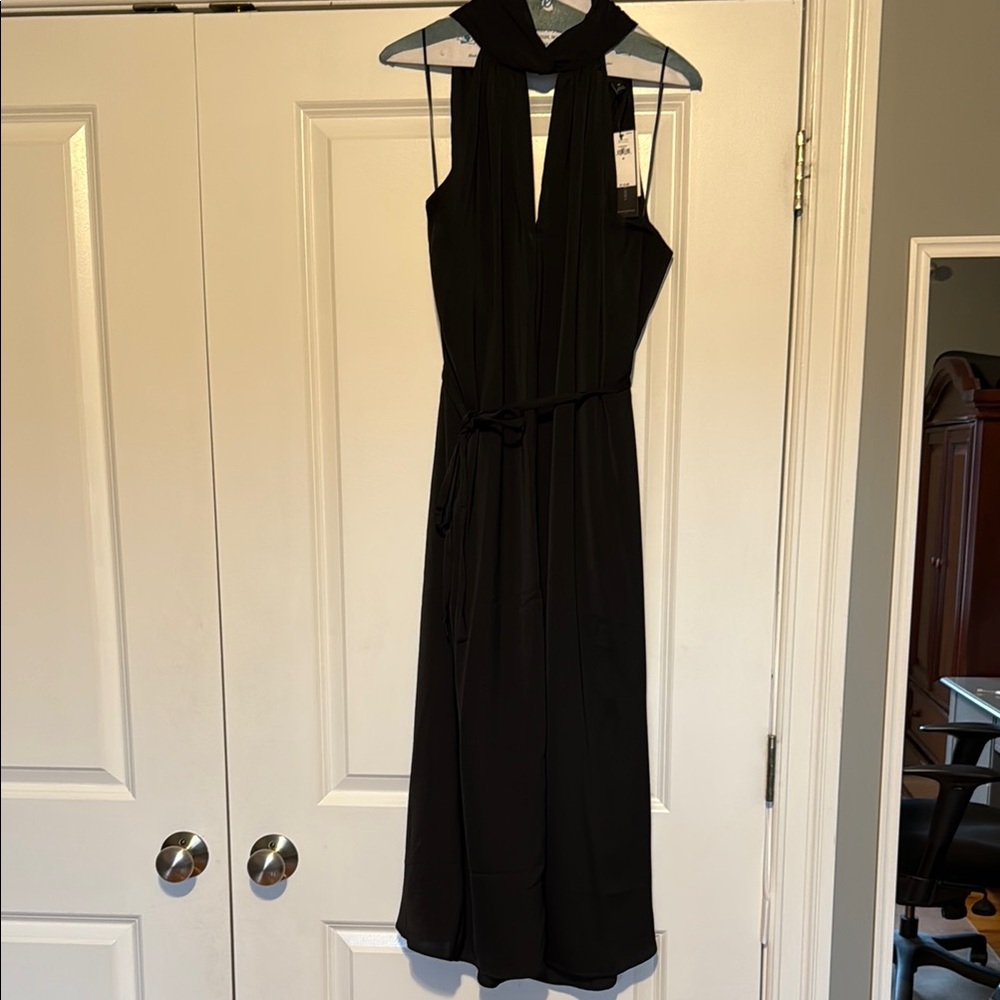 Express Black Halter Neck Sleeveless Midi Dress